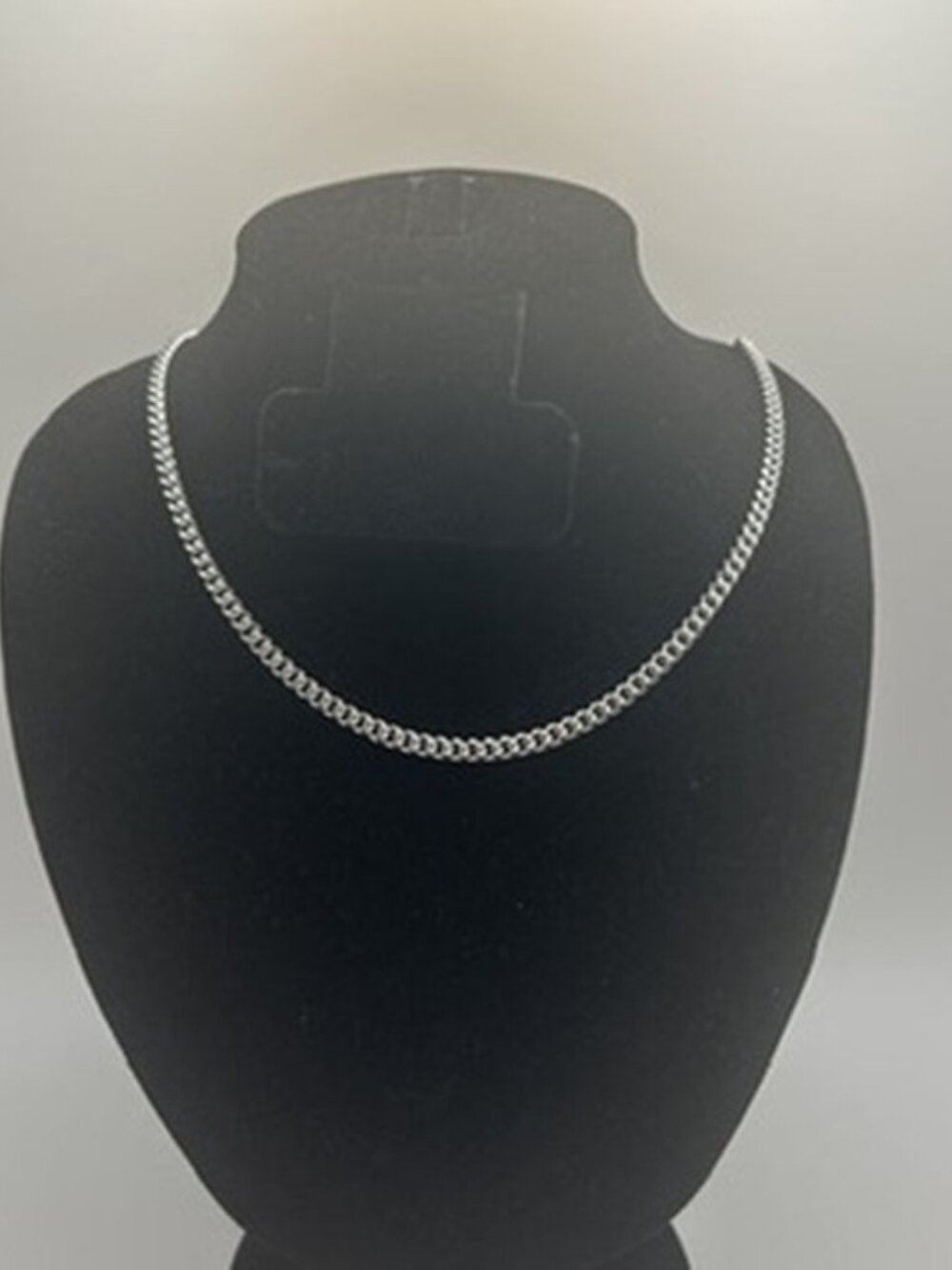 4mm Cuban Chain Real Silver Stainless Steel Plated 18 Inch Womens Dainty Solid